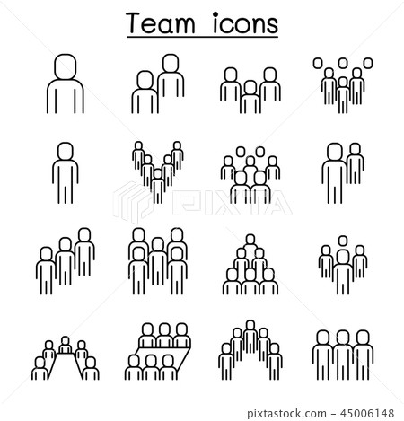 People icon set in thin line style 45006148