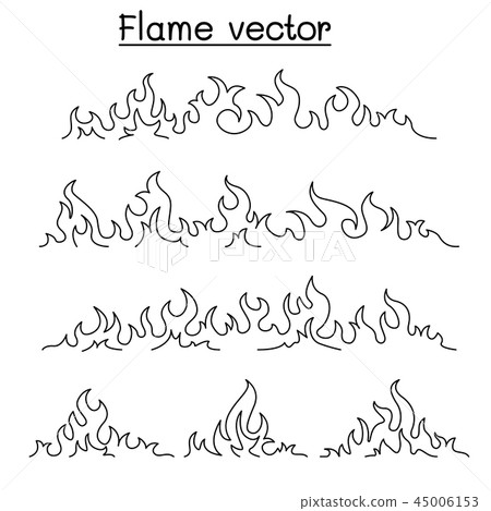 Fire & Flame icon set in thin line style Fire & Flame icon set in thin line style 45006153