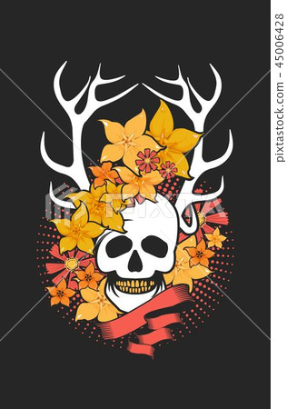 skull in flowers 45006428