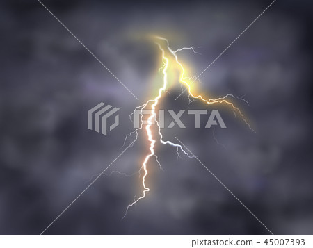 night background with thunderbolt 45007393