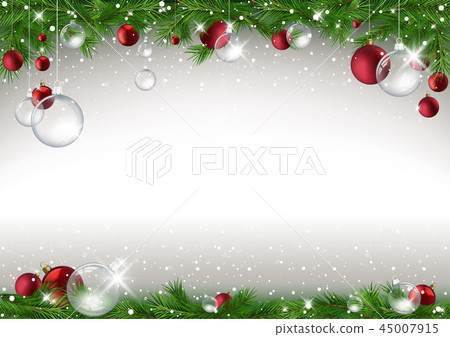 Christmas Background with Branches and Baubles - Stock Illustration ...