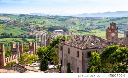 landscape from Gradara Castle, italy 45007924
