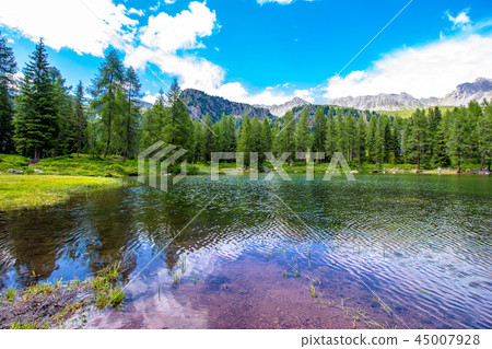 San Pellegrino lake in the Italian Dolomites San Pellegrino lake in the Italian Dolomites 45007928
