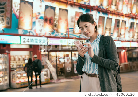 night out japanese lady on the street in osaka 45009126