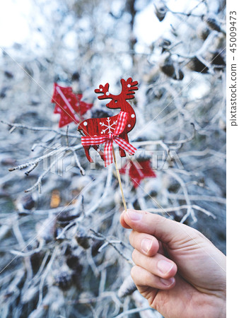 Scandinavian Christmas decorative wooden deer Scandinavian Christmas decorative wooden deer 45009473