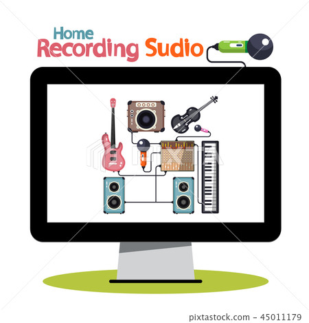 Home Recording Studio on Computer Screen 45011179