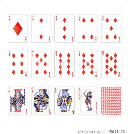 Full set of diamonds suit playing cards with joker Full set of diamonds suit playing cards with joker 45011423