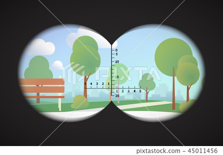 View from binoculars on landscape with park View from binoculars on landscape with park 45011456