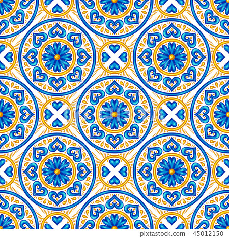 Moroccan ceramic tile seamless pattern. 45012150