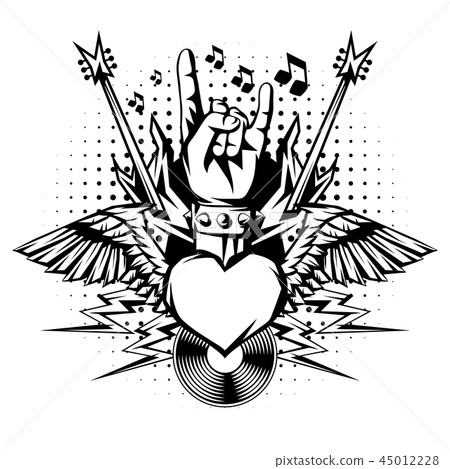 Rock and roll music print. 45012228