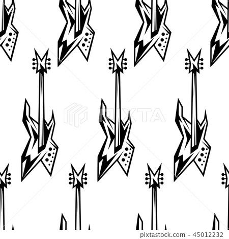 Black and white electric guitars seamless pattern. - Stock Illustration ...