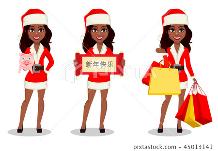 African-American woman in Santa Claus costume African-American woman in Santa Claus costume 45013141