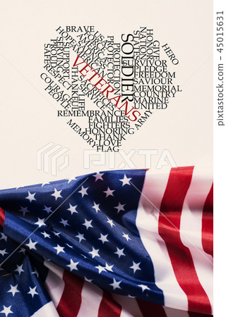 american flags and tag cloud honoring the veterans 45015631