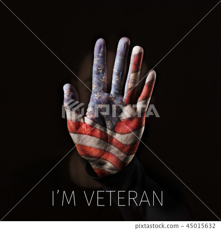 American flag and text I am veteran 45015632