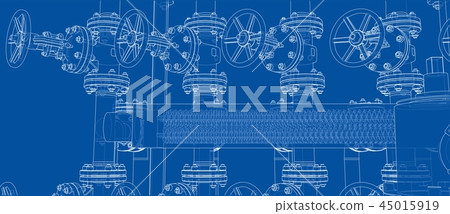 Sketch of industrial equipment. Vector Sketch of industrial equipment. Vector 45015919