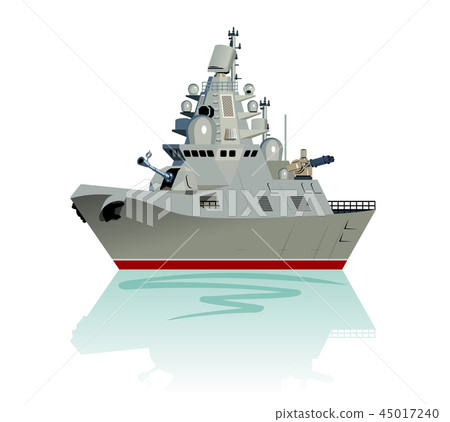 Vector cartoon modern military frigate Vector cartoon modern military frigate 45017240