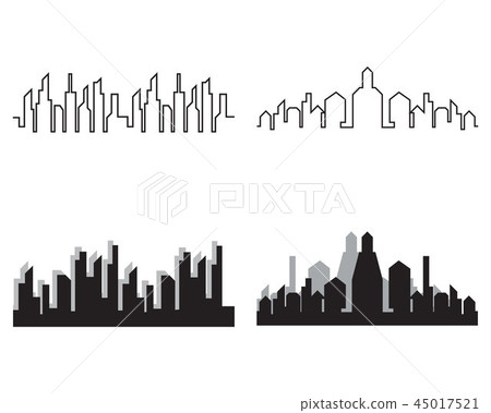 Modern City Skyline City Silhouette Vector Stock Illustration