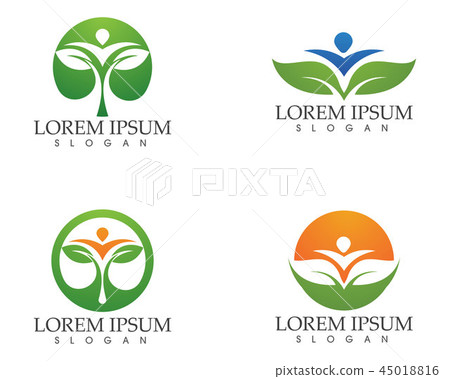 people leaf green nature health logo and symbols - Stock Illustration ...