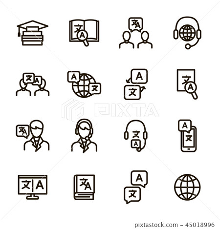 Translation Signs Black Thin Line Icon Set. Vector Translation Signs Black Thin Line Icon Set. Vector 45018996