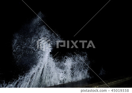 Splashing wave on the Black sea in the night. 45019338
