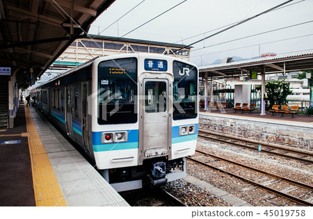 Local train platform Shinano Omachi station Nagano 45019758