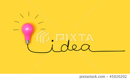 Idea text with a light bulb Idea text with a light bulb 45020202