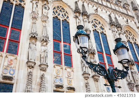 Details of the facade of the Bruges City Hall 45021353