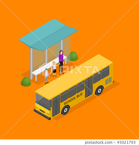 City Public Transport 3d Isometric View. Vector City Public Transport 3d Isometric View. Vector 45021793
