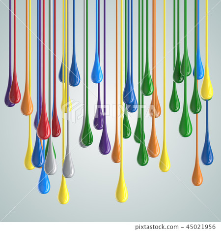 3D color glossy paint drop blobs 45021956