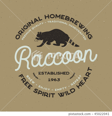 Wild animal badge with Raccoon and typography elements. Beer Logo template for brewing company Wild animal badge with Raccoon and typography elements. Beer Logo template for brewing company 45022041