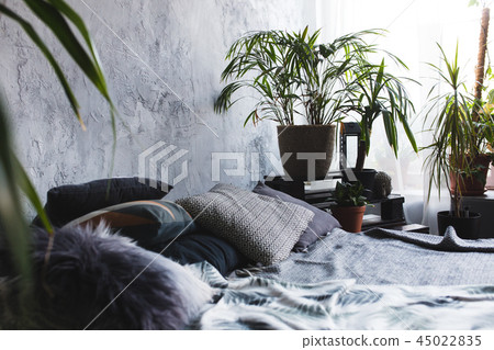 Loft style bedroom design with green colors 45022835