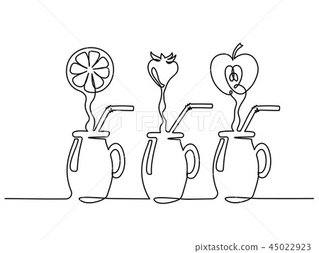 Set juice flow in glass Continuous one line Set juice flow in glass Continuous one line 45022923