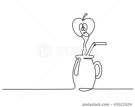 Apple juice in glass Continuous one line Apple juice in glass Continuous one line 45022924