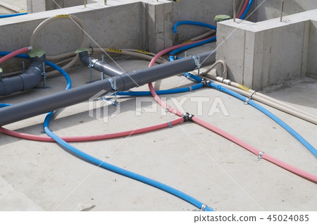 Wooden house Foundation work Solid foundation Water supply and drainage 45024085