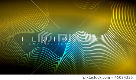 Digital flowing wave particles abstract background Digital flowing wave particles abstract background 45024336