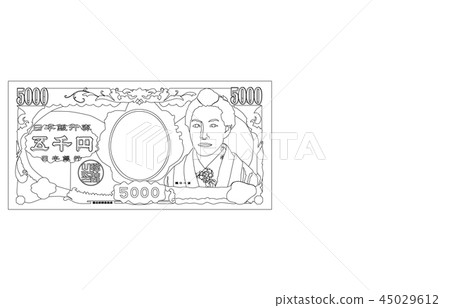 Japanese yen five thousand yen bill line table 45029612