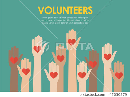 Raised hands volunteers concept 45030279