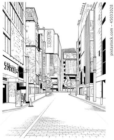 Manga樣式筆圖像例證街市 Manga樣式筆圖像例證街市 45031028