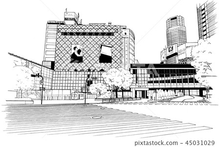 Manga樣式筆圖像例證街市 Manga樣式筆圖像例證街市 45031029