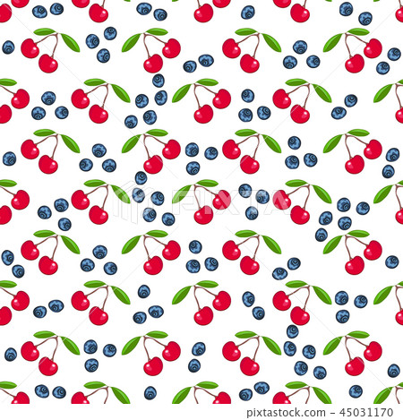 Fresh cherry, blueberry on white seamless pattern Fresh cherry, blueberry on white seamless pattern 45031170
