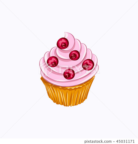 Vanilla cupcake with red berry whipped cream Vanilla cupcake with red berry whipped cream 45031171