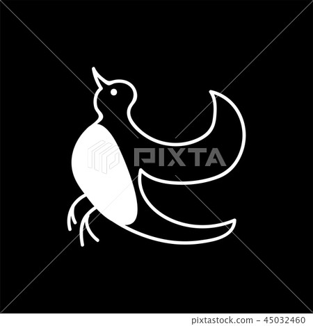 little bird wide spread wings christmas illustration - bullfinch simple icon. isolated white 45032460