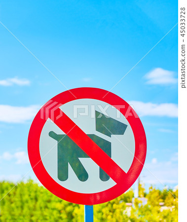 Dog prohibition sign. Dog prohibition sign. 45033728