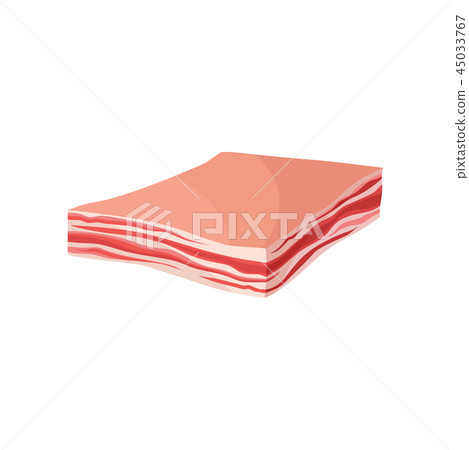 Slab of tasty smoked bacon. Fresh lard. Meat product. Organic food. Flat vector illustration Slab of tasty smoked bacon. Fresh lard. Meat product. Organic food. Flat vector illustration 45033767