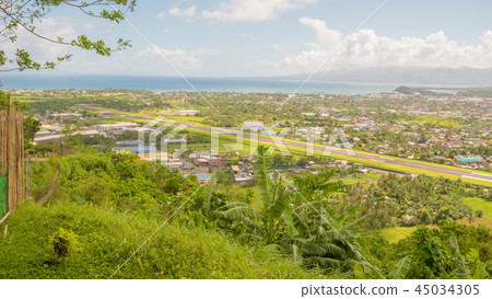 Panorama of the city of Legazpi on the background of the airport. Luzon, Philippines. 45034305