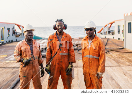 Seaman AB or Bosun on deck of offshore vessel or ship 45035285