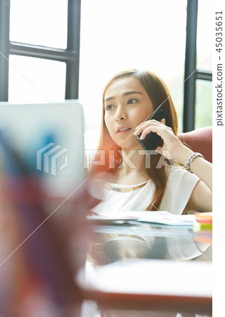 Business woman desk work Business woman desk work 45035651
