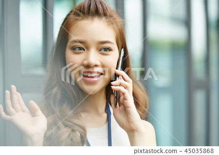 Business Woman Smartphone Business Woman Smartphone 45035868