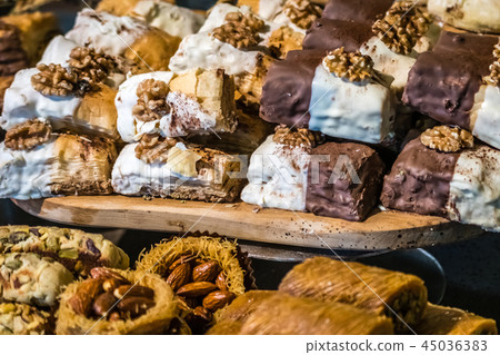 Walnut and chocoltae baklava snacks Walnut and chocoltae baklava snacks 45036383