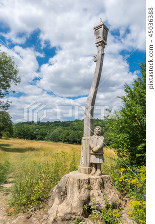 Wooden lantern sculpture in Banstead Woods 45036388